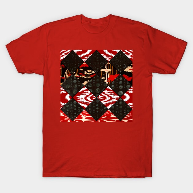 Red Retro Floral Vibes T-Shirt by artbyomega